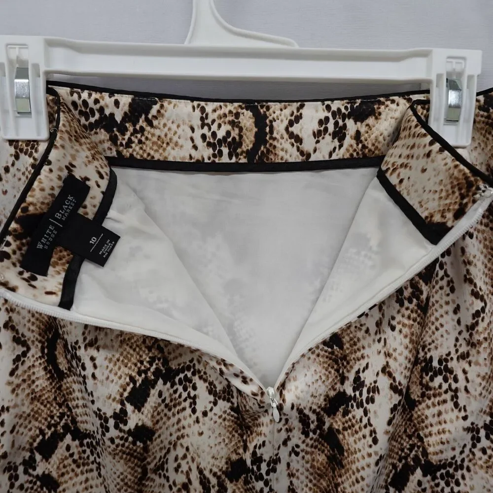 White House Black Market Skirt Sz 10 Snake Skin Floral Print Pencil Kick Pleat